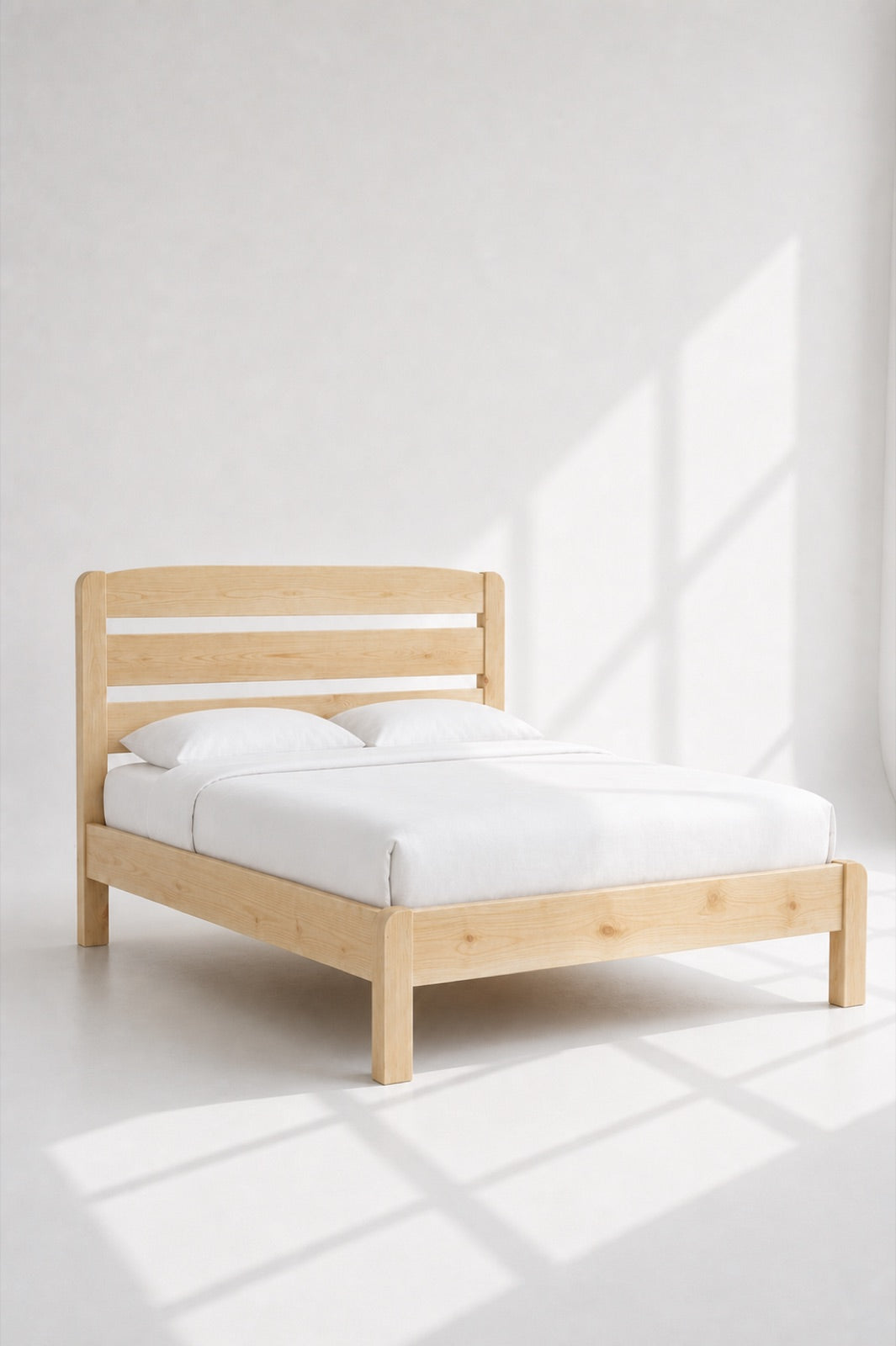 Slatted Headboard Bed in solid Canadian pine